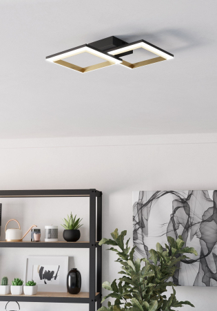 Plafoniera EGLO Calliera 901225 LED 18,4W 4000K 2500lm 220-240V,50/60Hz L 525mm x l 310mm x H 85mm plastic/otel negru/alama plastic alb IP20 [5]