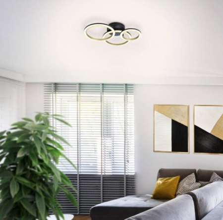 Plafoniera EGLO Calliera 901792 LED 20W 3000K lm 220-240V,50/60Hz L 490mm x l 445mm x H 110mm plastic/otel negru/alama plastic alb IP20 [1]