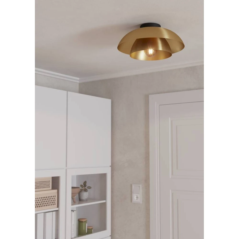 Plafoniera EGLO Cenciara 900848 E27 1X40W 220-240V,50/60Hz H 180mm x Ø400mm otel negru otel alama periata/gold IP20 [1]