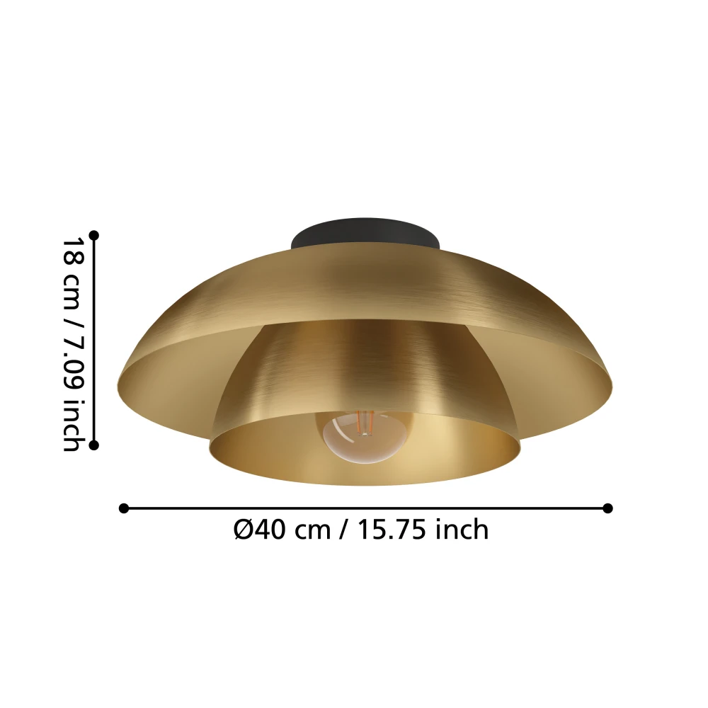 Plafoniera EGLO Cenciara 900848 E27 1X40W 220-240V,50/60Hz H 180mm x Ø400mm otel negru otel alama periata/gold IP20 [4]