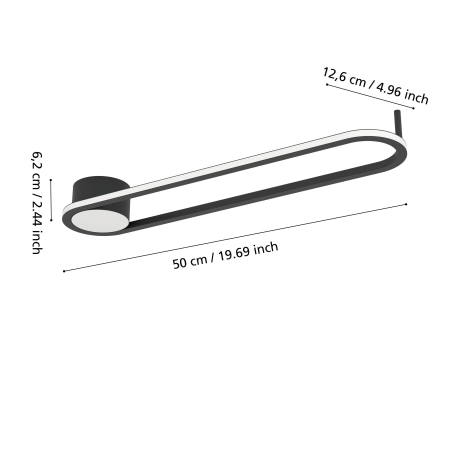 Plafoniera EGLO Collecorvino 902151 LED 24W 2700K, 4000K, 6500K 2400lm 220-240V,50/60Hz L 500mm x l 125mm x H 60mm aluminiu/otel negru plastic alb IP20 [3]