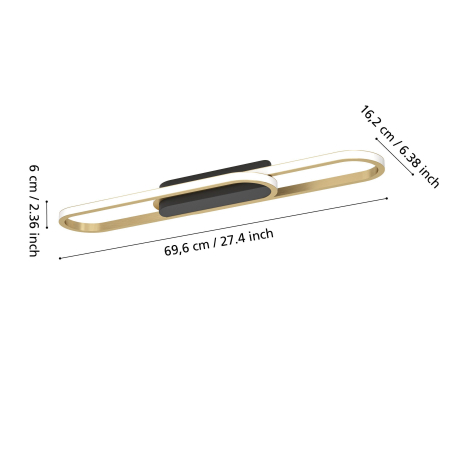 Plafoniera EGLO Conivarena 902159 LED 20W 2700K, 4000K, 6500K 2500lm 220-240V,50/60Hz L 690mm x l 170mm x H 55mm aluminiu/otel negru plastic alb IP20 [2]