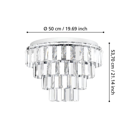 Plafoniera EGLO Erseka 99093 E14 7X40W 220-240V,50/60Hz H 535mm x Ø485mm otel crom sticla/cristal transparenta IP20 [1]