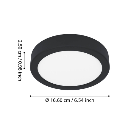 Plafoniera EGLO Fueva 6 901324 LED 7,5W 2700K, 4000K, 6500K 1000lm 220-240V,50/60Hz H 25mm x Ø166mm plastic negru plastic alb IP44 [5]