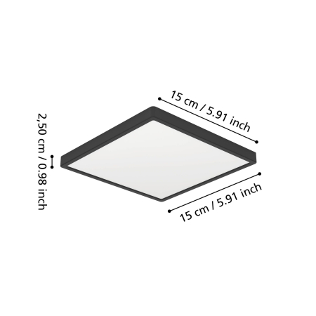 Plafoniera EGLO Fueva 6 901328 LED 7W 2700K, 4000K, 6500K 1100lm 220-240V,50/60Hz L 150mm x l 150mm x H 25mm plastic negru plastic alb IP44 [5]