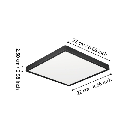Plafoniera EGLO Fueva 6 901329 LED 10,5W 2700K, 4000K, 6500K 1700lm 220-240V,50/60Hz L 220mm x l 220mm x H 25mm plastic negru plastic alb IP44 [5]