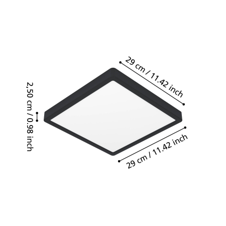 Plafoniera EGLO Fueva 6 901331 LED 13W 2700K, 4000K, 6500K 2100lm 220-240V,50/60Hz L 290mm x l 290mm x H 25mm plastic negru plastic alb IP44 [5]
