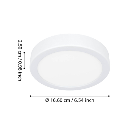 Plafoniera EGLO Fueva 6 901332 LED 7,5W 2700K, 4000K, 6500K 1000lm 220-240V,50/60Hz H 25mm x Ø166mm plastic alb plastic alb IP44 [5]