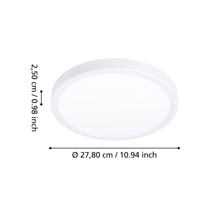 Plafoniera EGLO Fueva 6 901334 LED 14,2W 2700K, 4000K, 6500K 2000lm 220-240V,50/60Hz H 25mm x Ø278mm plastic alb plastic alb IP44 [5]