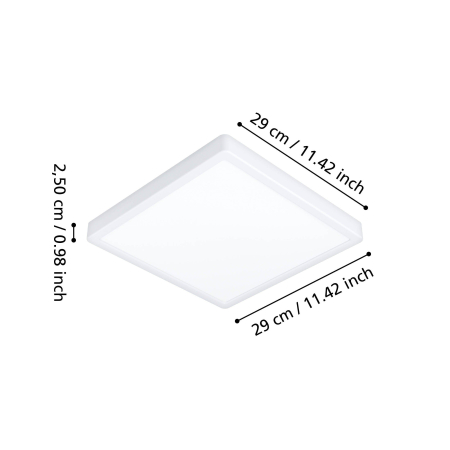 Plafoniera EGLO Fueva 6 901337 LED 13W 2700K, 4000K, 6500K 2100lm 220-240V,50/60Hz L 290mm x l 290mm x H 25mm plastic alb plastic alb IP44 [5]