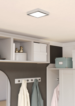 Plafoniera EGLO Fueva 6 901765 LED 7W 2700K, 4000K, 6500K 1100lm 220-240V,50/60Hz L 150mm x l 150mm x H 25mm otel crom plastic alb IP44 [1]