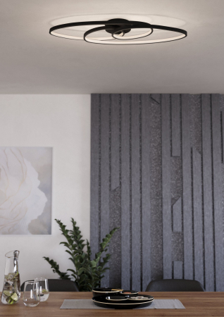 Plafoniera EGLO Gianella 900947 LED 38W 3000K 4400lm 220-240V,50/60Hz L 880mm x l 300mm x H 80mm aluminiu/otel negru plastic alb IP20 [5]