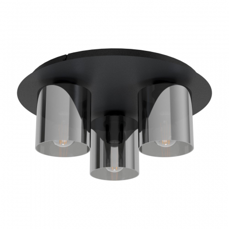 Plafoniera EGLO GOROSIBA 1 99631, E27 3X40W, Otel, Negru, Sticla aburita, Negru Transparent