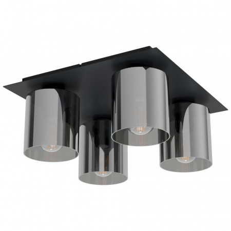 Plafoniera EGLO GOROSIBA 1 99632, E27 4X40W, Otel, Negru, Sticla aburita, Negru Transparent