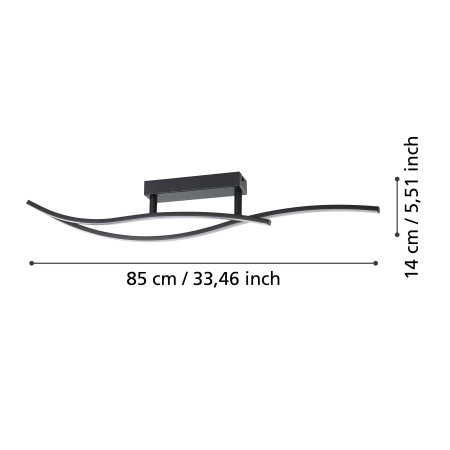 Plafoniera EGLO Grisolia 901206 LED 12W 4000K 1500lm 220-240V,50/60Hz L 849mm x l 60mm x H 150mm plastic/otel negru plastic alb IP20 [4]