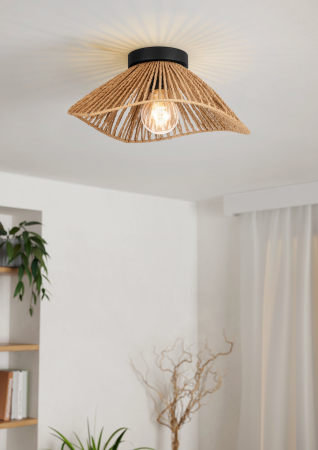 Plafoniera EGLO Lavister 44071 E27 1X60W 220-240V,50/60Hz H 175mm x Ø390mm otel negru hartie natur IP20 [4]