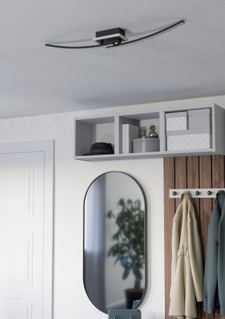 Plafoniera EGLO Lungolago 901217 LED 12W 4000K 1450lm 220-240V,50/60Hz L 740mm x l 140mm x H 60mm plastic/otel negru plastic alb IP20 [1]