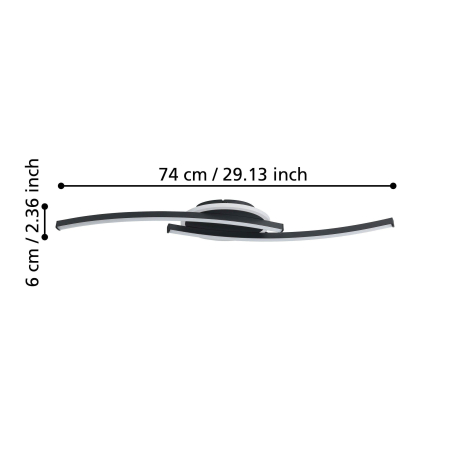 Plafoniera EGLO Lungolago 901218 LED 12W 4000K 1500lm 220-240V,50/60Hz L 740mm x l 140mm x H 60mm otel negru plastic alb IP20 [5]