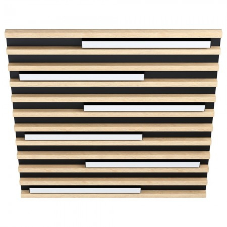 BLACK FRIDAY 2024 - Plafoniera Eglo Marreira, negru, lemn, LED, 51W, 5760 lumeni, alb cald 3000K, L.57 cm, 39898