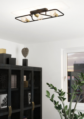 Plafoniera EGLO Messinaro E27 3x40W  lm Metal Black/Brass IP20 [2]