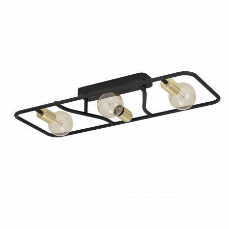 Moderne - Plafoniera EGLO Messinaro E27 3x40W  lm Metal Black/Brass IP20
