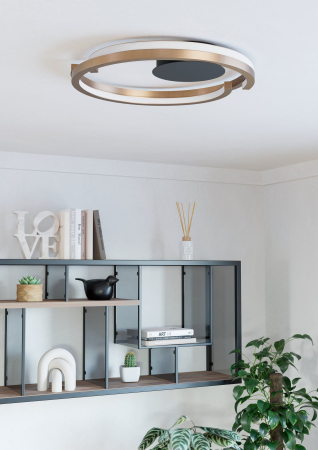 Plafoniera EGLO Mezzomonte 901825 LED 2X20W 2700-6500K 3200lm 220-240V,50/60Hz H 50mm x Ø480mm aluminiu/otel negru/bronz plastic alb IP20 [1]