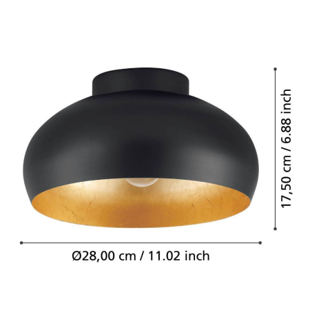 Plafoniera EGLO Mogano 2 900554 E27 1X40W 220-240V,50/60Hz H 175mm x Ø280mm otel negru/gold  IP20 [3]