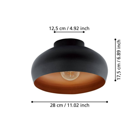 Plafoniera EGLO Mogano 2 900555 E27 1X40W 220-240V,50/60Hz H 175mm x Ø280mm otel negru/cupru  IP20 [3]