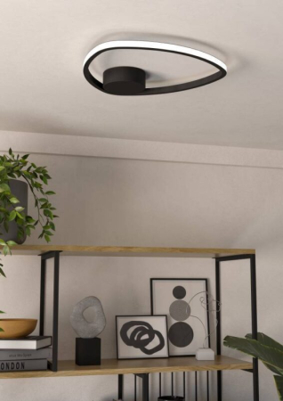 Plafoniera EGLO Moschella 902148 LED 9,7W 2700K, 4000K, 6500K 1440lm 220-240V,50/60Hz H 40mm x Ø375mm aluminiu/otel negru plastic alb IP20 [1]