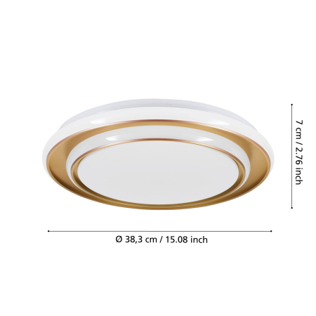 Plafoniera EGLO Moschetta 902044 LED 24W 2700K, 4000K, 6500K 2800lm 220-240V,50/60Hz H 70mm x Ø400mm otel gold plastic alb IP20 [3]