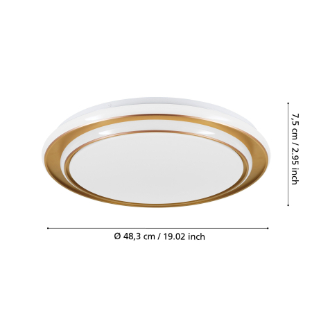 Plafoniera EGLO Moschetta 902045 LED 36W 2700K, 4000K, 6500K 4800lm 220-240V,50/60Hz H 70mm x Ø490mm otel gold plastic alb IP20 [3]