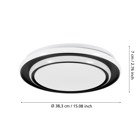 Plafoniera EGLO Moschetta 902046 LED 24W 2700K, 4000K, 6500K 2800lm 220-240V,50/60Hz H 70mm x Ø400mm otel negru plastic alb IP20 [3]