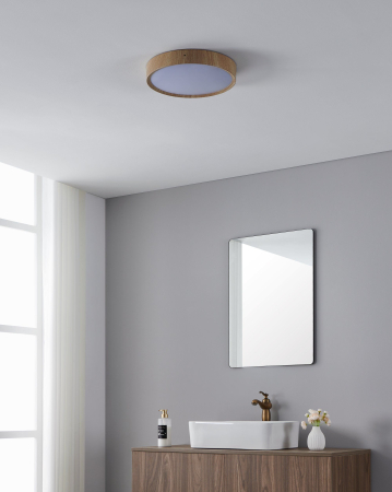 Plafoniera EGLO Musurita 901126 LED 14,6W 3000K 1600lm 220-240V,50/60Hz H 60mm x Ø340mm plastic/otel lemn natur plastic alb IP44 [2]