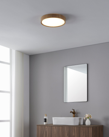 Plafoniera EGLO Musurita 901126 LED 14,6W 3000K 1600lm 220-240V,50/60Hz H 60mm x Ø340mm plastic/otel lemn natur plastic alb IP44 [5]