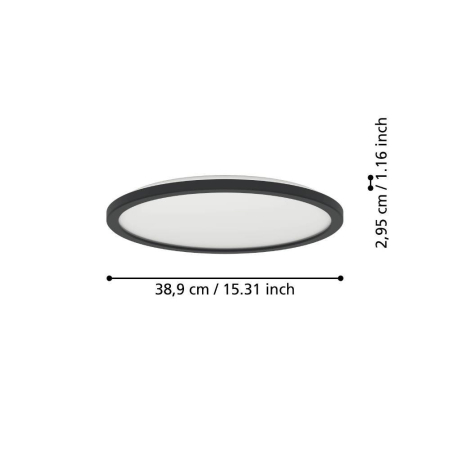 Plafoniera EGLO Rovito 901439 LED 18,5W 2700K, 4000K, 6500K 2300lm 220-240V,50/60Hz H 30mm x Ø389mm plastic negru plastic alb IP44 [2]