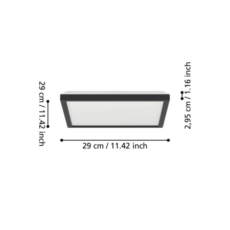 Plafoniera EGLO Rovito 901442 LED 13,4W 2700K, 4000K, 6500K 1780lm 220-240V,50/60Hz L 290mm x l 290mm x H 30mm plastic negru plastic alb IP44 [2]