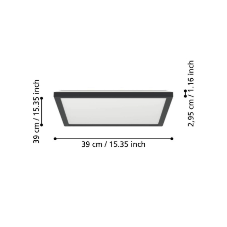 Plafoniera EGLO Rovito 901443 LED 17,6W 2700K, 4000K, 6500K 2400lm 220-240V,50/60Hz L 390mm x l 390mm x H 30mm plastic negru plastic alb IP44 [2]