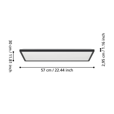 Plafoniera EGLO Rovito 901445 LED 17,2W 2700K, 4000K, 6500K 2580lm 220-240V,50/60Hz L 570mm x l 300mm x H 30mm plastic negru plastic alb IP44 [2]