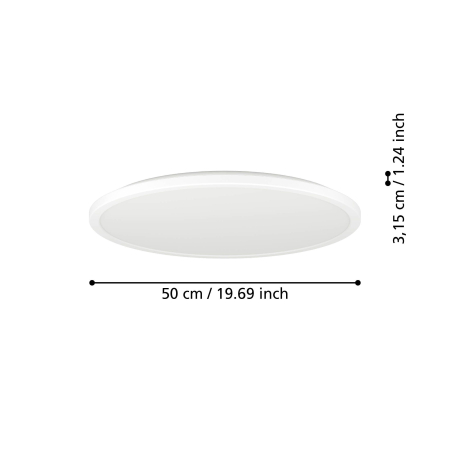 Plafoniera EGLO Rovito 901448 LED 16,8W 2700K, 4000K, 6500K 2900lm 220-240V,50/60Hz H 32mm x Ø500mm plastic alb plastic alb IP44 [5]