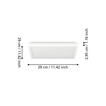 Plafoniera EGLO Rovito 901449 LED 13,4W 2700K, 4000K, 6500K 1780lm 220-240V,50/60Hz L 290mm x l 290mm x H 30mm plastic alb plastic alb IP44 [5]