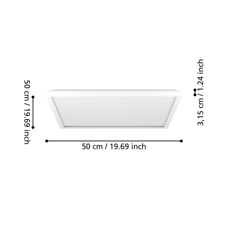 Plafoniera EGLO Rovito 901452 LED 17W 2700K, 4000K, 6500K 2800lm 220-240V,50/60Hz L 500mm x l 500mm x H 32mm plastic alb plastic alb IP44 [5]