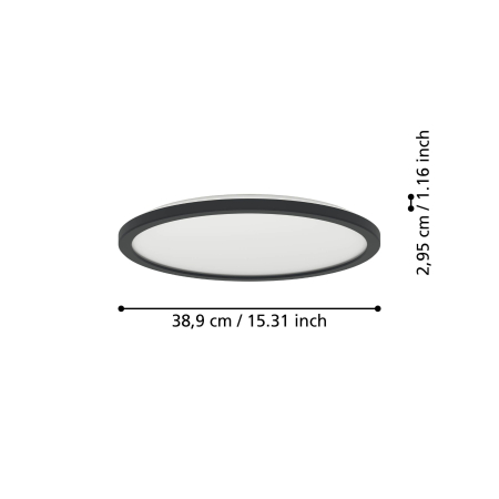 Plafoniera EGLO Rovito-R 901454 LED 18,5W 2700-6500K 2300lm 220-240V,50/60Hz H 30mm x Ø389mm plastic negru plastic alb IP44 [5]