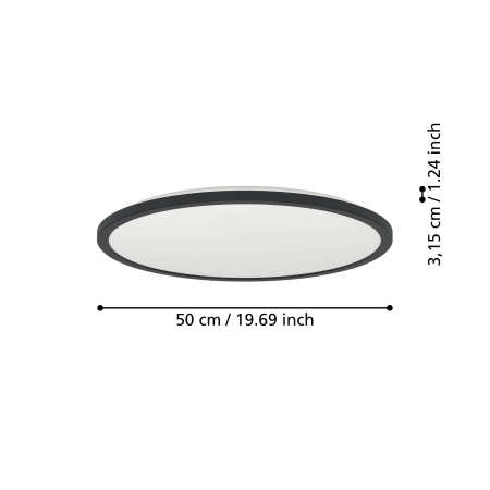 Plafoniera EGLO Rovito-R 901455 LED 16,8W 2700-6500K 2900lm 220-240V,50/60Hz H 32mm x Ø500mm plastic negru plastic alb IP44 [5]
