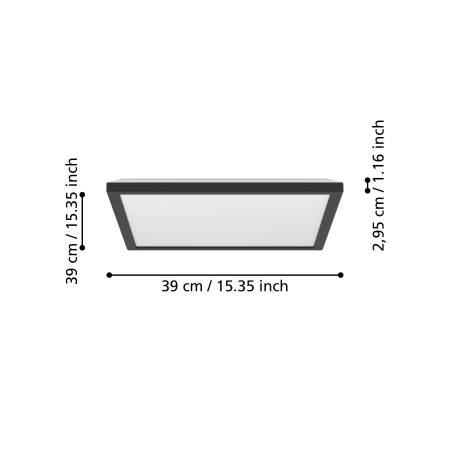 Plafoniera EGLO Rovito-R 901456 LED 17,6W 2700-6500K 2400lm 220-240V,50/60Hz L 390mm x l 390mm x H 30mm plastic negru plastic alb IP44 [5]
