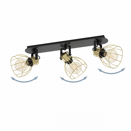 Plafoniera EGLO Sambatello E27 3x40W  lm Otel/Lemn Black/Brass IP20 [1]