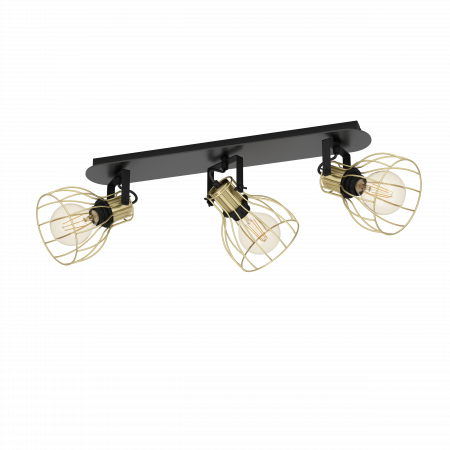 ILUMINAT INTERIOR - Plafoniera EGLO Sambatello E27 3x40W  lm Otel/Lemn Black/Brass IP20