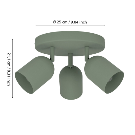 Plafoniera EGLO Tilston 44134 E14 3X40W 220-240V,50/60Hz H 210mm x Ø250mm otel verde  IP20 [4]
