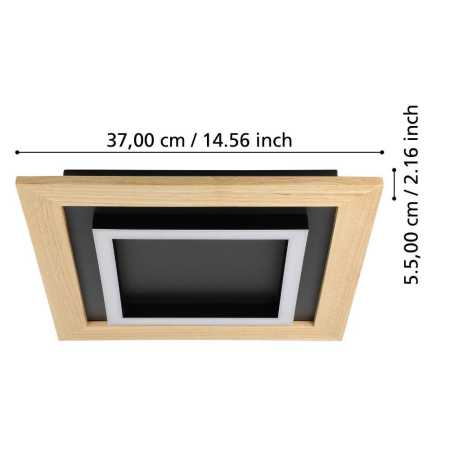 Plafoniera EGLO Tirrenara 900603 LED 4X5,4W 2700-6500K 2600lm 220-240V,50/60Hz L 370mm x l 370mm x H 55mm otel/lemn negru/maro plastic alb IP20 [2]