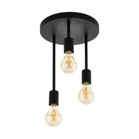 BLACK FRIDAY 2024 - Plafoniera EGLO WILMCOTE 43126, E27 3X60W 280mm, Otel, negru