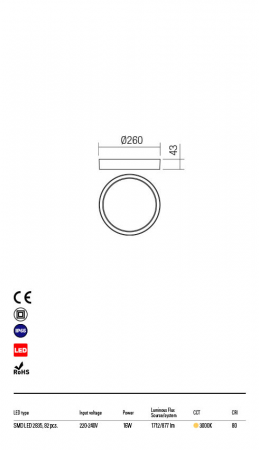 Plafoniera exterior Redo PONZA 90155 LED 16W h43 Ø260 877lm 3000K IP65 Nedimabil Gri Inchis [1]